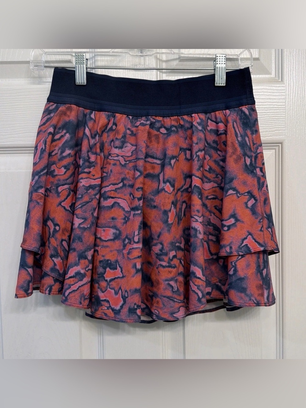 Lululemon Court Rival Skirt Skort High Rise Navy Red Print Tennis Women 6 Tall
